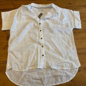J Crew Women's Short Sleeve Linen Shirt, sz S